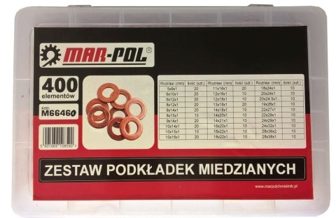 Zestaw podkładek miedzianych 400EL. Zestaw podkładek miedzianych 400EL.
